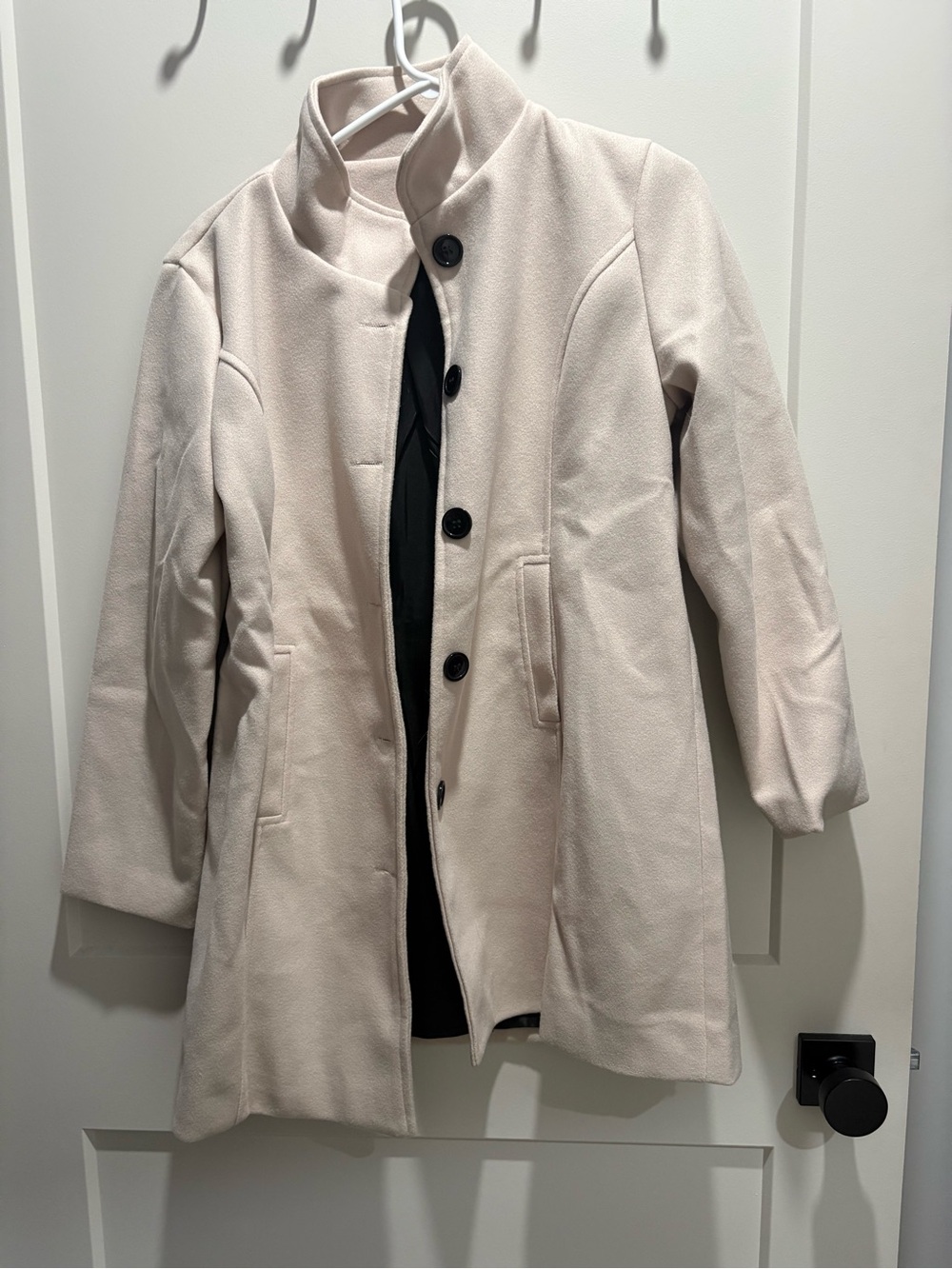 Women's Cream Stand-Collar Pea Coat NWOT